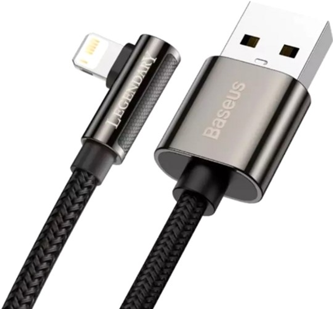 Кабель Baseus Legend Series Elbow Fast Charging Data Cable USB to iP 2.4A 2 м Black (CALCS-A01) - зображення 2
