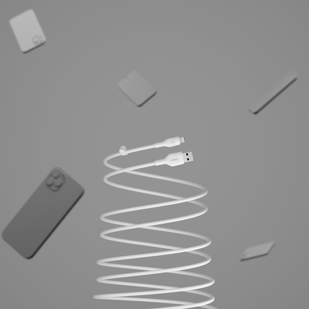 Kabel Belkin SILICONE USB-A - Lightning 1 m Biały (CAA008bt1MWH) - obraz 6