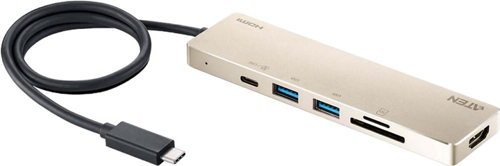 Док станція Aten тип міні USB Type C 5 портів (UH3239) Gold (4710469340642) - зображення 1