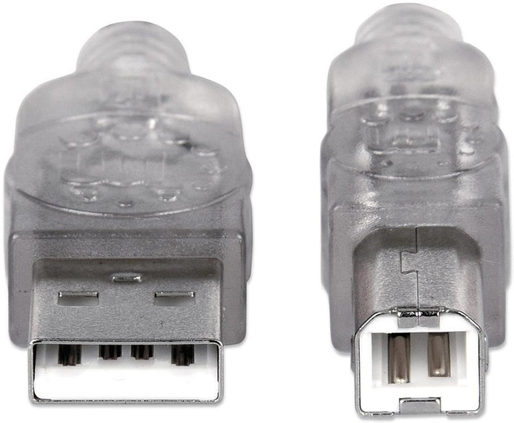 Kabel Manhattan USB 2.0 AM-BM 3 m Srebrny (766623340458) - obraz 2