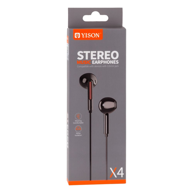 Проводные наушники 3.5mm Yison X4 вкладыши с микрофоном 1.2m Black ...