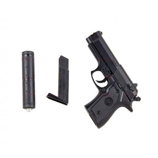 Дитячий пістолет Glock 19 27 см, металевий з глушником на кульках Violent V1+ Метал, ABS-пластик - зображення 1