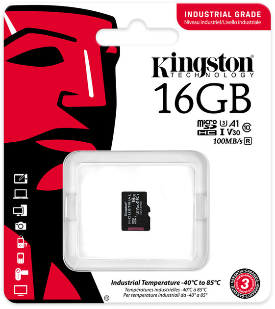Карта пам'яті Kingston microSDHC 16GB Industrial Class 10 UHS-I V30 A1 (SDCIT2/16GBSP) - зображення 3