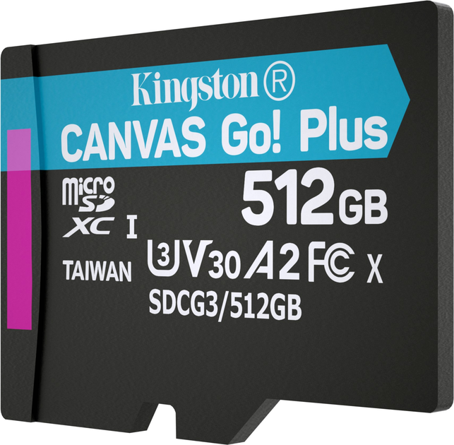 Karta pamięci Kingston microSDXC 512GB Canvas Go! Plus Class 10 UHS-I U3 V30 A2 (SDCG3/512GBSP) - obraz 3