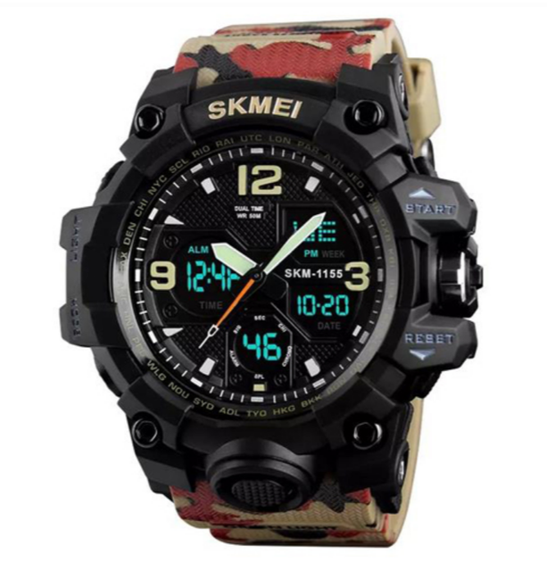 Наручные мужские часы Skmei 1155BAG с подсветкой 5 АТМ Red Camo (7_01093) - изображение 2