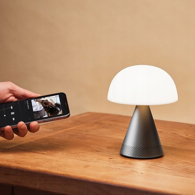 Lampa stołowa Lexon Mina Audio L LED z głośnikiem bluetooth Grey (3660491203853) - obraz 9