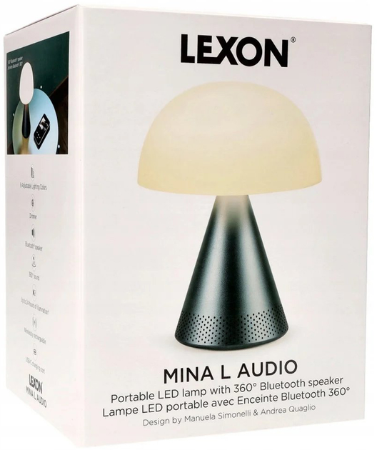 Lampa stołowa Lexon Mina Audio L LED z głośnikiem bluetooth Grey (3660491203853) - obraz 11