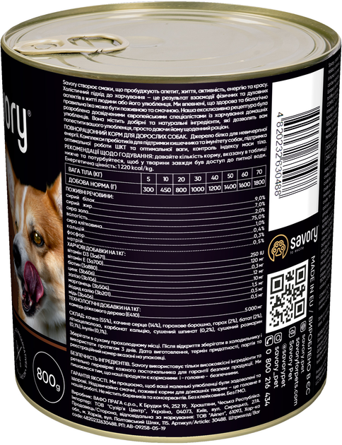 Вологий корм для дорослих собак Savory з качкою 800 г (4820232630488) - зображення 2