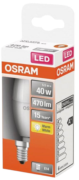 Лампа світлодіодна Osram LED Star Classic B E14 4.9-40 W, тепло-білий (4058075431072) - зображення 2