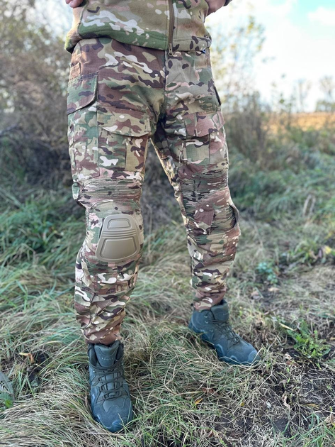 Военые тактические брюки с эластичными вставками брюки Рип-Стоп со съемными защитными наколенниками L(50) Мультикам - изображение 1