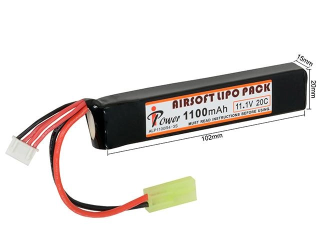 Аккумулятор Li-Po 1100mAh 11,1V 20C [IPower] (для страйкбола) - изображение 2
