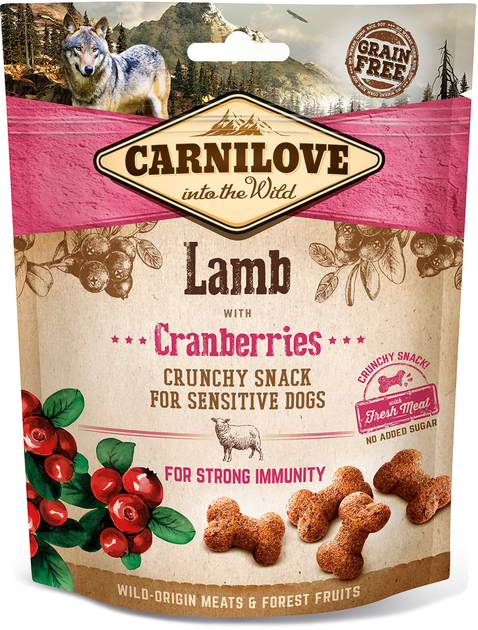 Przysmak dla psa Carnilove Crunchy Snack z jagnięciną, żurawiną i świeżym mięsem 200 g (8595602527250) - obraz 1