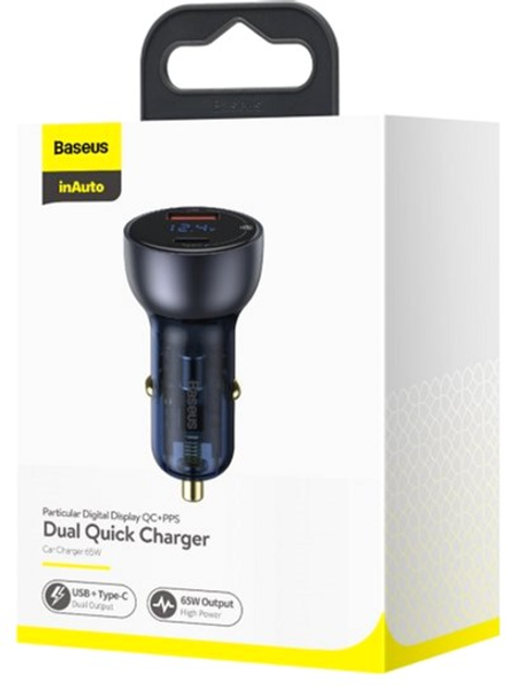 Ładowarka samochodowa Baseus Particular Digital Display QC + PPS Dual Quick Charger Car Charger 65W Ciemny Szary (CCKX-C0G) - obraz 5