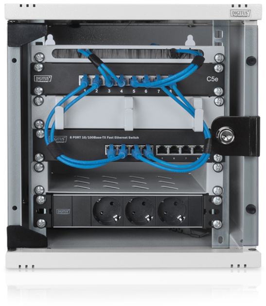 Шафа настінна серверна Digitus 10" зі скляними дверима 6U (4016032331421) - зображення 2