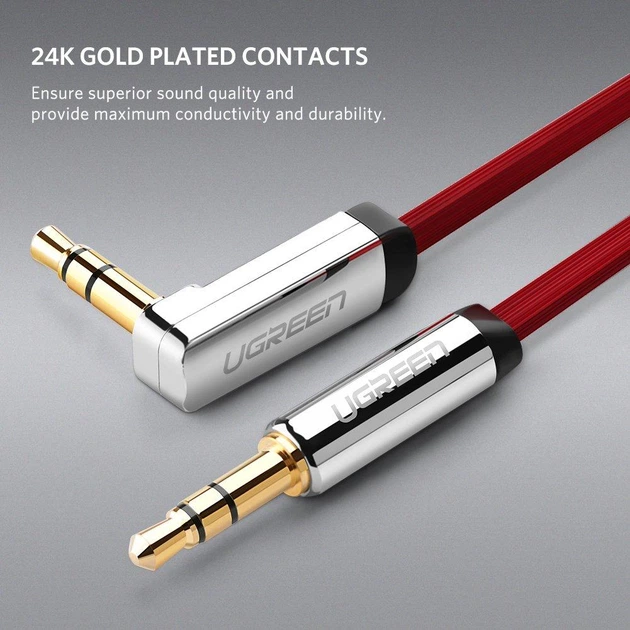 Кабель плоский аудио AUX Ugreen 3.5 mm 0.5M Red (AV119) - изображение 2