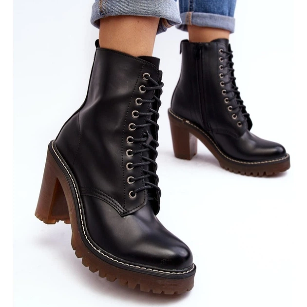 Botki damskie na słupku Arove 37 Czarne (5905677993912) - obraz 6