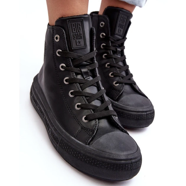 Zimowe trampki damskie z eko skóry Big Star MM274023 40 Czarne (5900714657697) - obraz 7