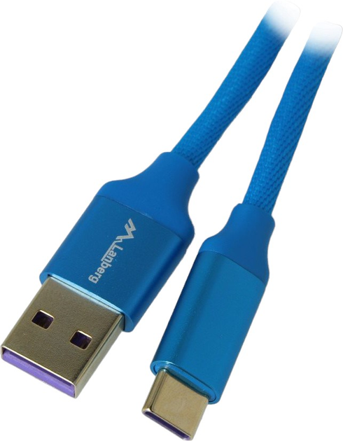 Kabel Lanberg USB-C do USB-A 1 m Niebieski (CA-USBO-21CU-0010-BL) - obraz 1