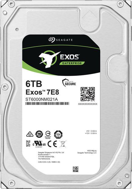 Dysk twardy Seagate Exos 7E8 512E 6TB 7200rpm 256MB ST6000NM021A 3.5" SATA III (0763649133354) - obraz 1