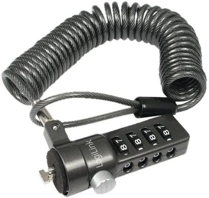 Linka zabezpieczająca do laptopa Logilink Notebook Coil Cable Lock 1.8 m Black (4052792000566) - obraz 1