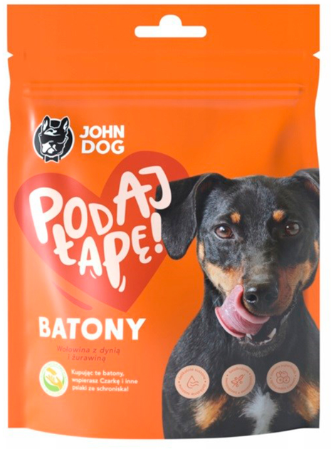 Przysmak dla psów John Dog Podaj Lape Batony z wołowiną, dynią i żurawiną 140 g (5903769011056) - obraz 1