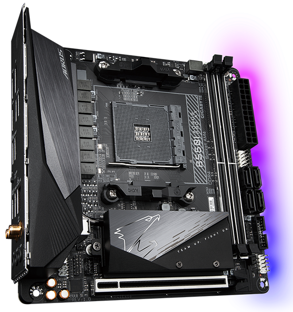 Материнська плата Gigabyte B550I Aorus Pro AX (sAM4, AMD B550, PCI-Ex16) - зображення 2