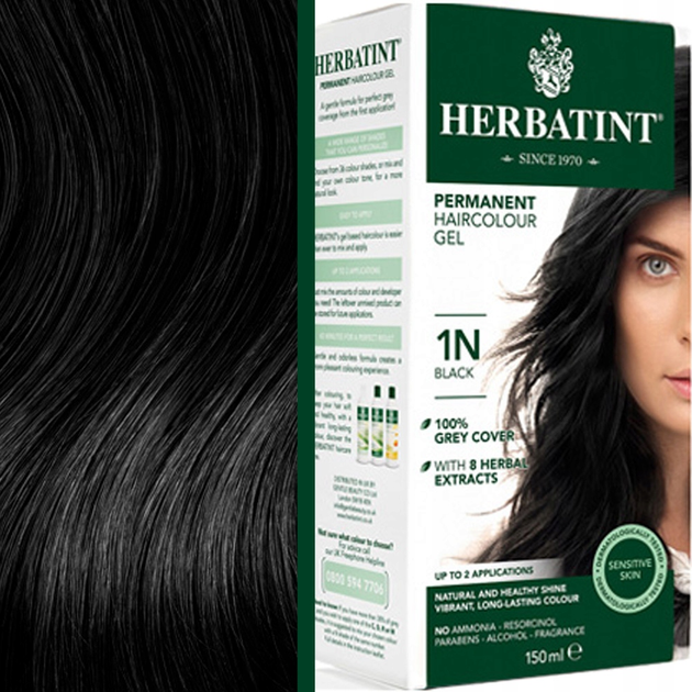 Żel-farba do włosów z utleniaczem Herbatint 1N Black 150 ml (8016744805063) - obraz 1