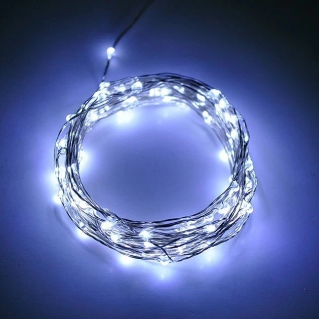 Гибкая медная гирлянда на батарейках РОСА капля 50LED DL 5м белая МХ-00007466 - изображение 2