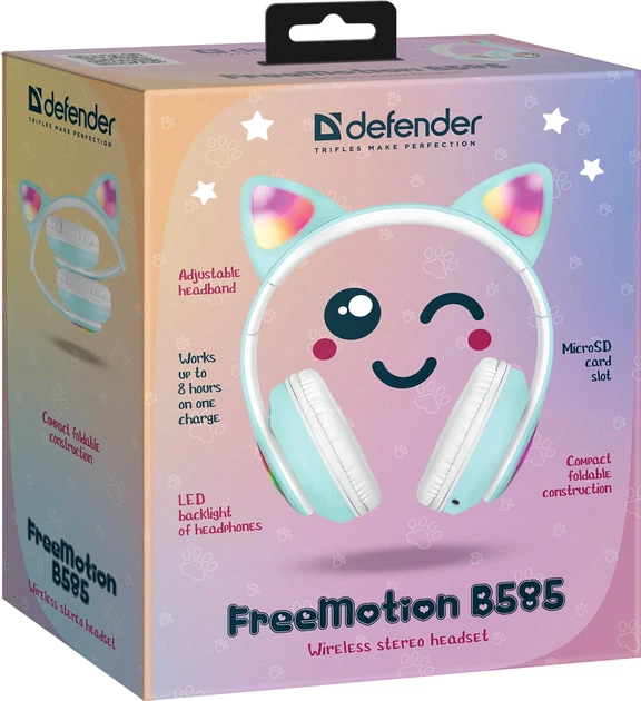 Навушники Defender FreeMotion B585 Green LED Bluetooth Green (4745090822489) - зображення 9