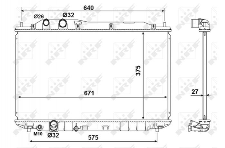 Радіатор охолодження двигуна NRF 53186 Honda Civic 19010RNAJ51 - зображення 2