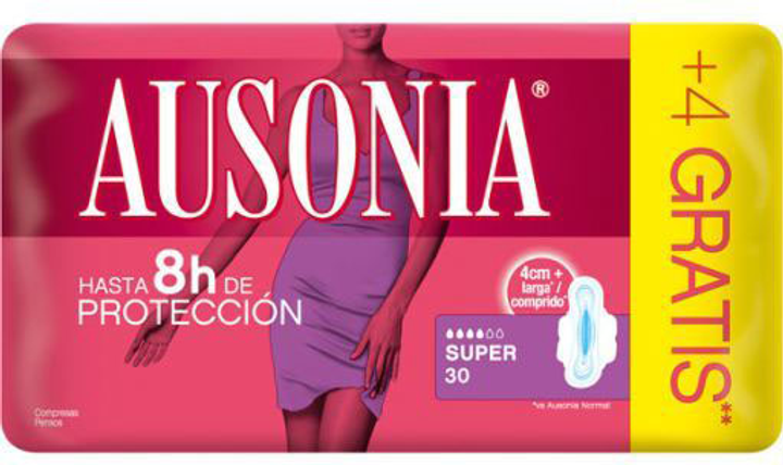 Podpaski higieniczne Ausonia Sensitive Super With Wings Sanitary Towels 30 szt (8001090229144) - obraz 1