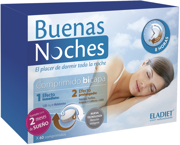Suplement diety Eladiet Buenas Noches 60 tabletek (8420101216155) - obraz 1