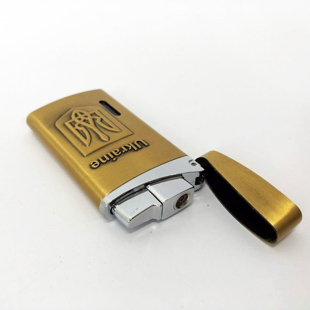 Турбо зажигалка, карманная зажигалка "Ukraine" 325. Цвет: золотой ...