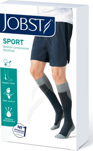 Pończochy uciskowe Jobst Sport Socks Black Grey 2 M (4042809475647) - obraz 1