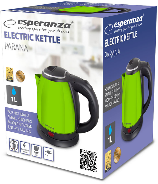 Електрочайник Esperanza Parana EKK128G 1 л Зелений - зображення 2