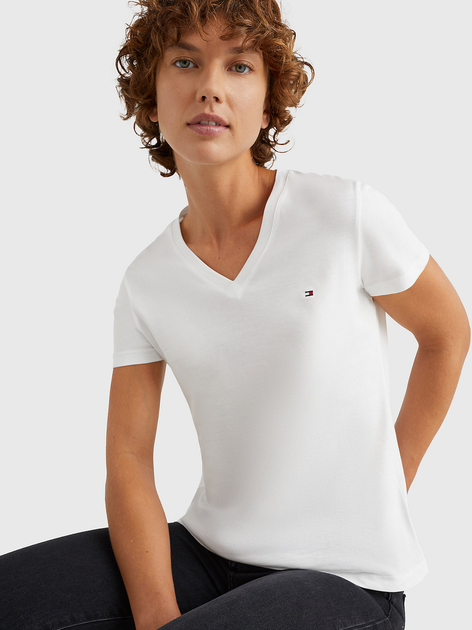 Koszulka damska bawełniana Tommy Hilfiger WW0WW24969-100 S Biała (8719857906893) - obraz 4
