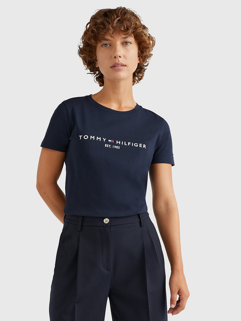 Koszulka damska bawełniana Tommy Hilfiger WW0WW31999-DW5 XS Niebieska (8720114744530) - obraz 1