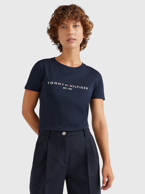 Футболка жіноча Tommy Hilfiger WW0WW31999-DW5 XS Блакитна (8720114744530) - зображення 1