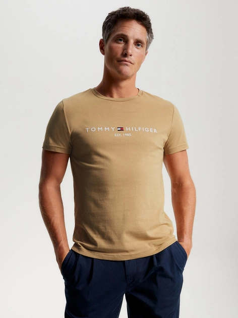 Koszulka męska basic Tommy Hilfiger MW0MW11797-RBL L Khaki (8720644154588) - obraz 1