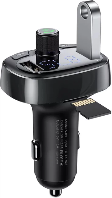 Transmiter FM Baseus FM Launcher S-09 2.4 A 2 USB (CCMT000301) - obraz 5