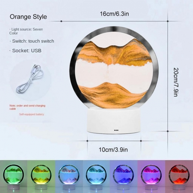 Ночник для релаксации 3D пески зыбучие часы с Led подсветкой 7 режимов ...