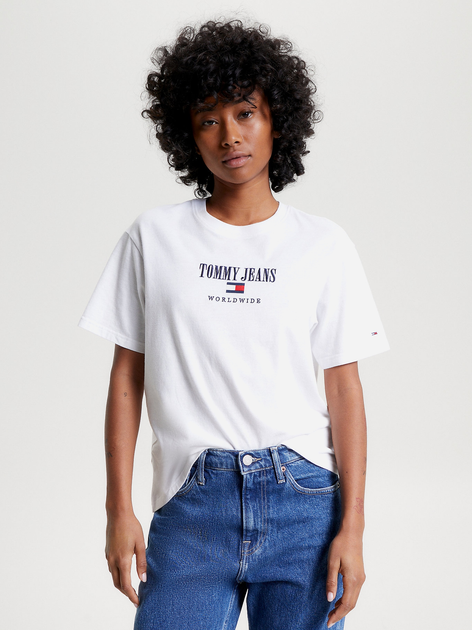 Koszulka damska bawełniana Tommy Jeans DW0DW16154-YBR XL Biała (8720644472781) - obraz 1