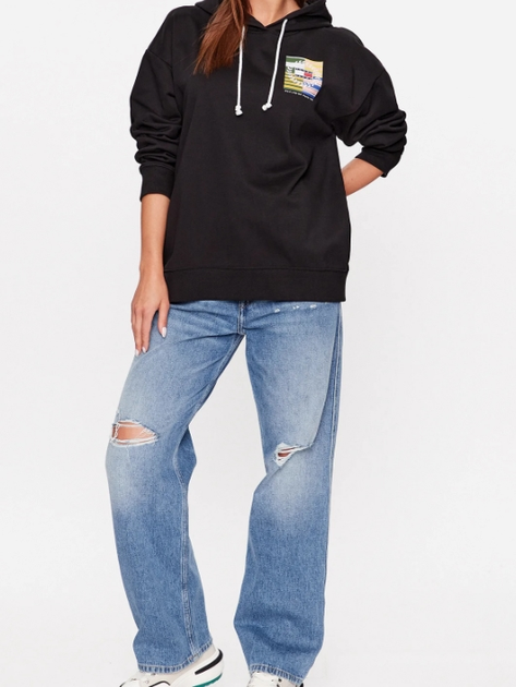 Bluza damska z kapturem oversize Tommy Jeans DW0DW16131-BDS L Czarna (8720644458723) - obraz 3