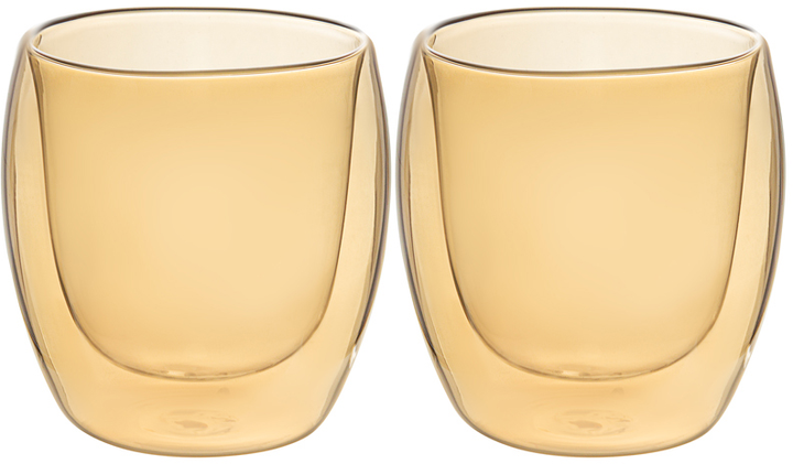 Акція на Набір кружок Lefard Le Glass Amber з подвійними стінками 298 мл 9.5 см х 2 шт (605-007) від Rozetka