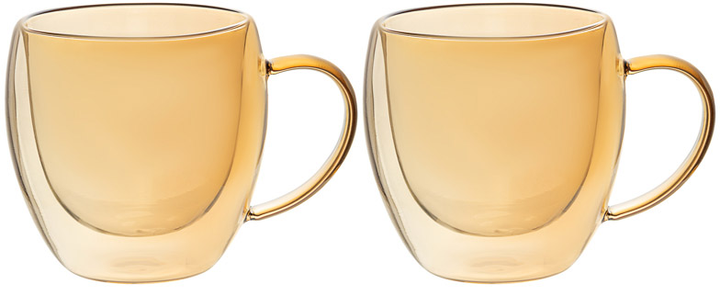 Акція на Набір чашок Lefard Le Glass Amber з подвійними стінками 300 мл 9.5 см х 2 шт (605-008) від Rozetka