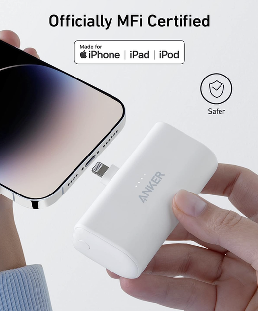 Універсальна батарея Anker Nano Power Bank із вбудованим складаним роз’ємом Lightning, 5000 mAh для iPhone 12/13/14 Pro & Pro Max (A12312) - Black - зображення 6