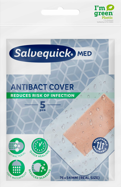 Plastry Salvelox Med Plasters Antibact Cover 7.6 x 5.4 cm 5 szt (7310616583655) - obraz 1