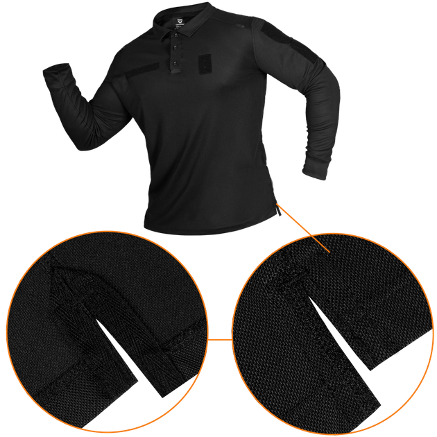 Поло Paladin Long LT CoolPass Pique Light Чорне (7367), XXXXL - зображення 5