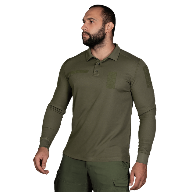 Поло футболка тактическая мужская с длинным рукавом для силовых структур CM Олива (7368), XXXL (OPT-10501) - изображение 2
