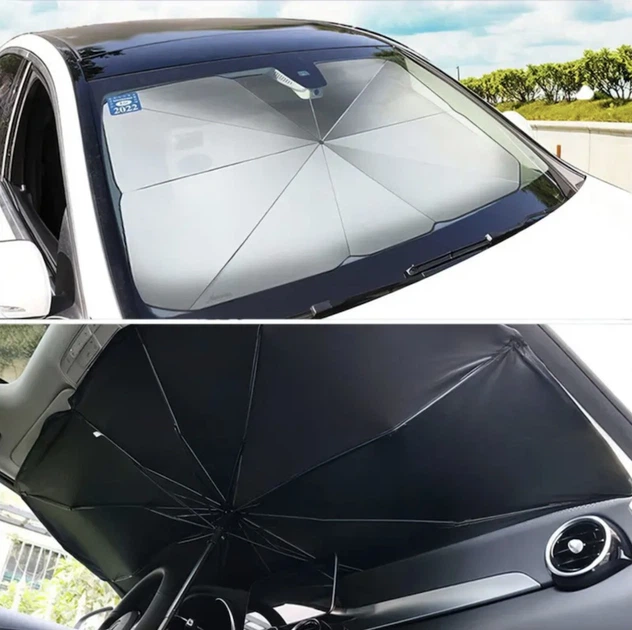 Парасолька на лобове скло в авто Car Umbrellas Чорний Сонцезахисна шторка Автомобільний козирок для захисту від сонця - Фото 6 Парасолька на лобове скло в авто Car Umbrellas Чорний Сонцезахисна шторка Автомобільний козирок для захисту від сонця - изображение 6